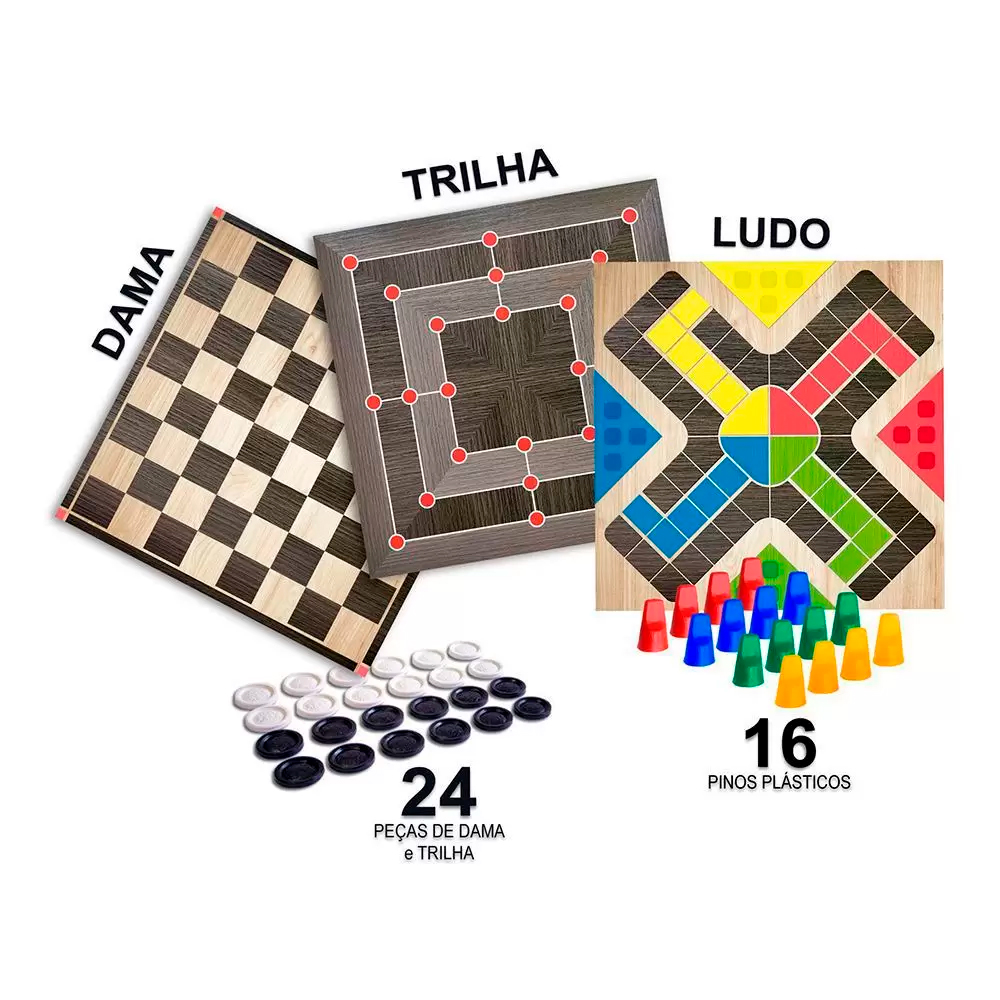 JOGO DE TABULEIRO DAMAS ou LUDO EM MDF PARA CRIANÇAS E ADULTOS – XCA- Lojas  de Accessórios