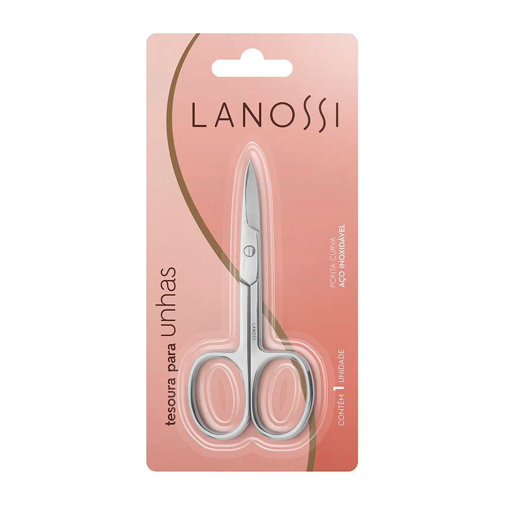 Tesoura Inox para Unhas Ponta Curva Lanossi