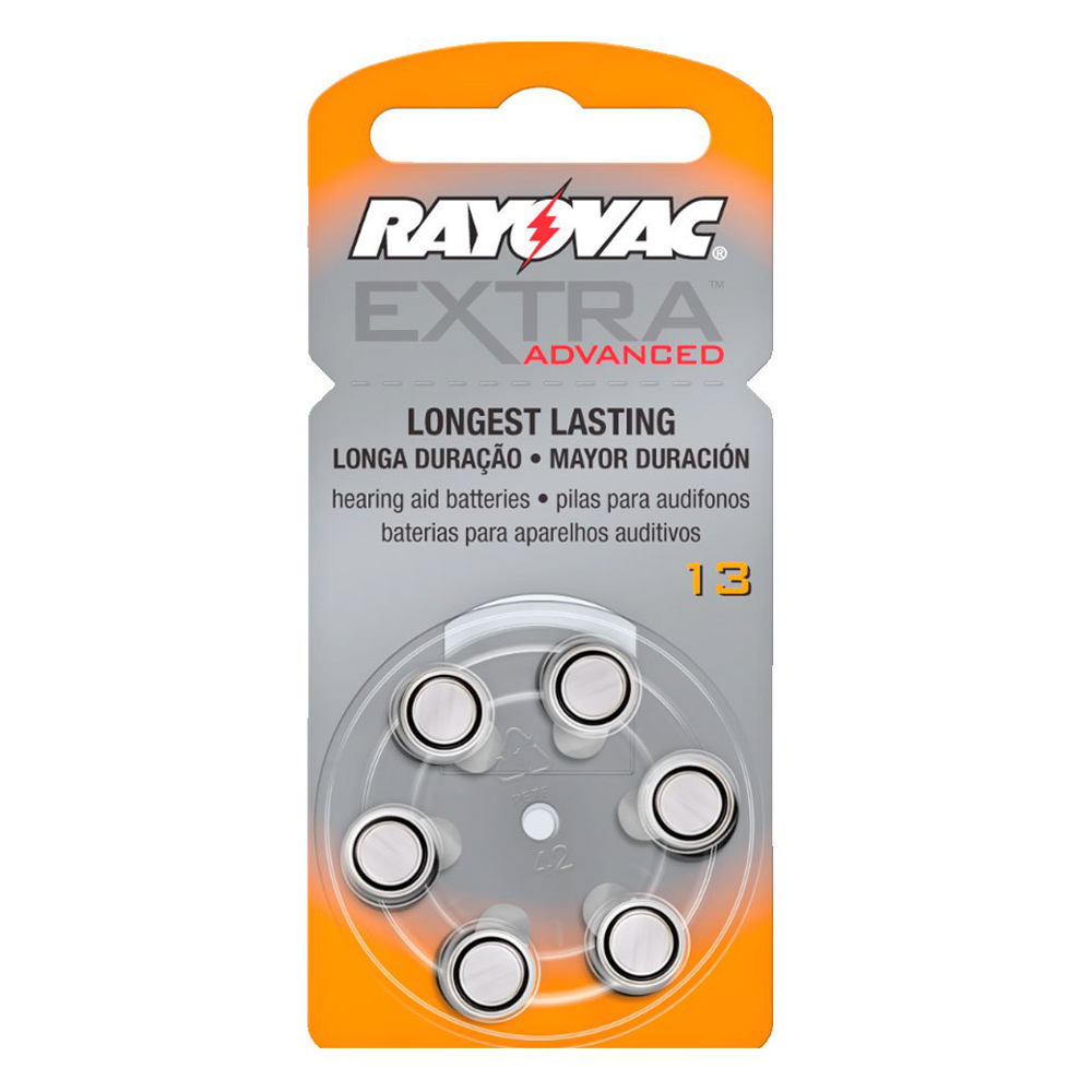 Bateria para Aparelho Auditivo Tamanho 13 Rayovac Extra Advanced 6 Unidades