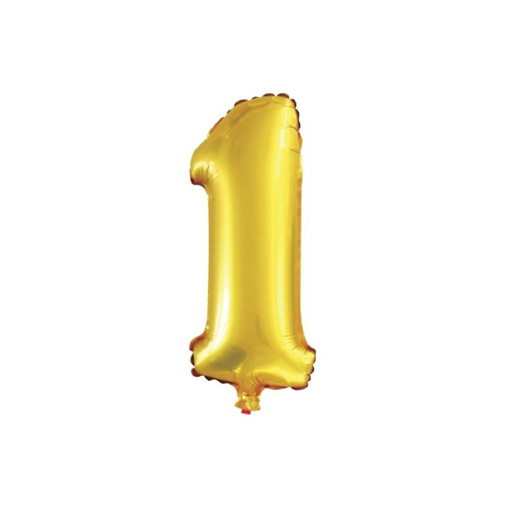 Balão Metalizado Número 1 Dourado Gala 16" 40cm