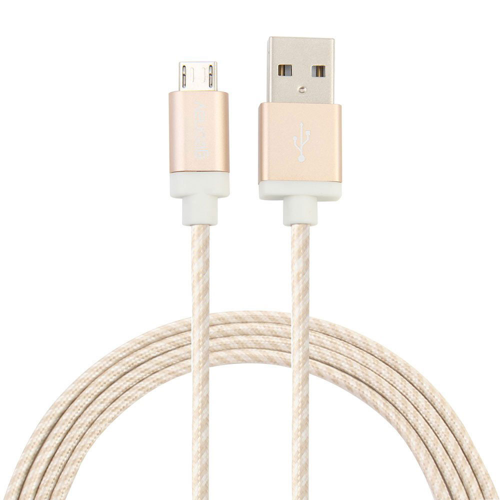 Cabo USB 2.0 x Micro USB de Nylon Tran&ccedil;ado Refor&ccedil;ado Dourado Geonav 1,5m