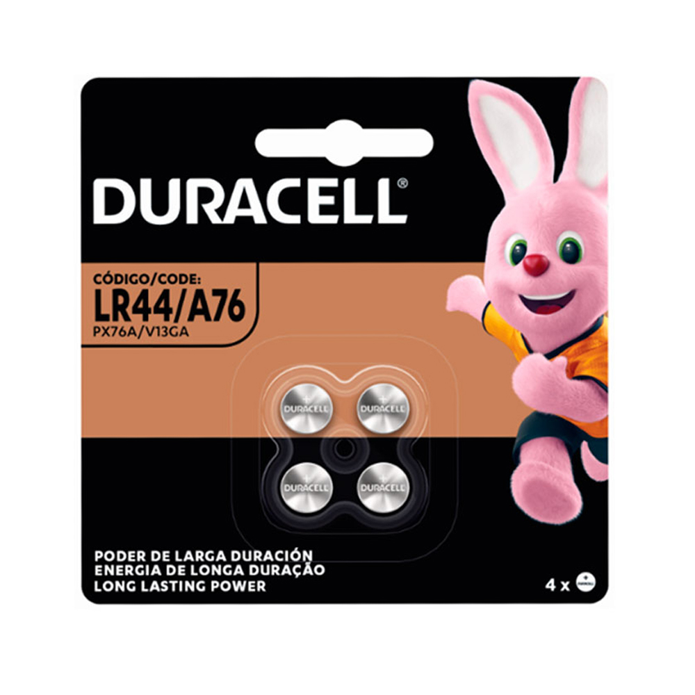 Bateria Botão Alcalina LR44 Duracell 1.5V - 4 Unidades