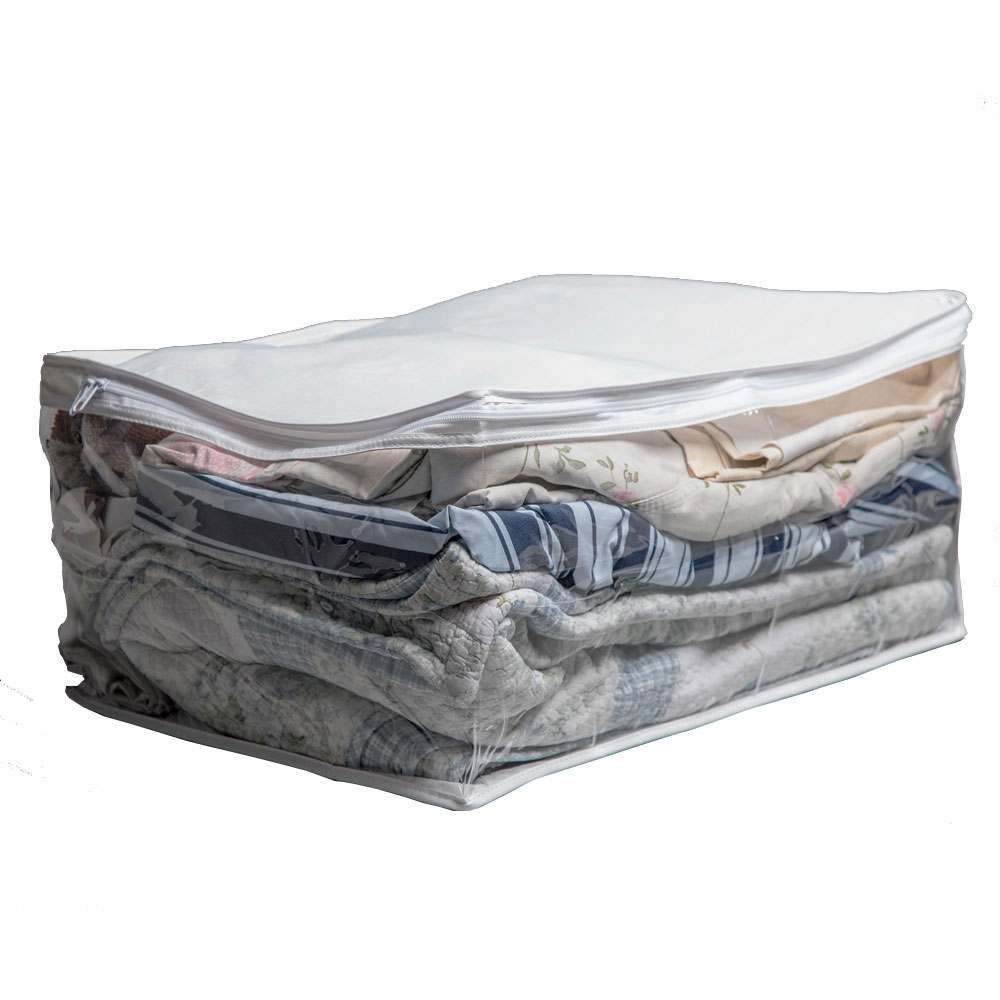 Organizador Multiuso TNT com Z&iacute;per Branco Praticita 60x50x30cm