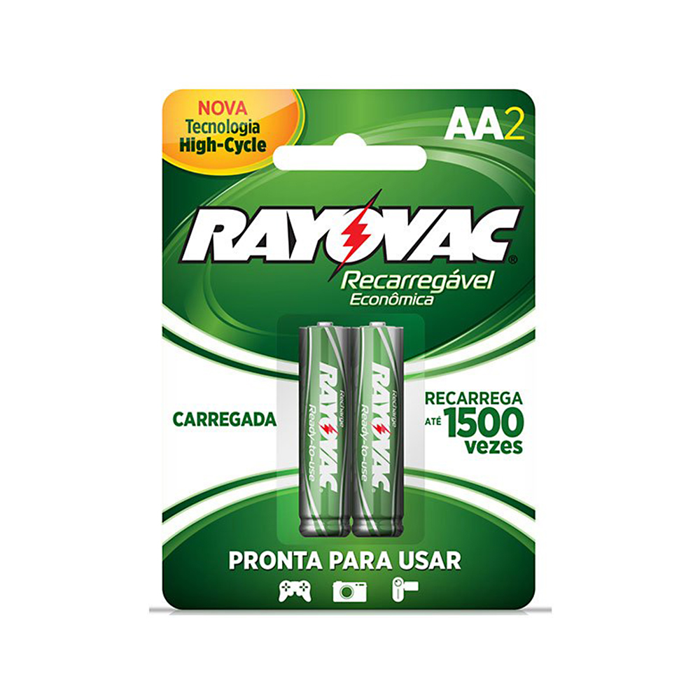 Pilha Recarregável AA Econômica Rayovac 2 Unidades