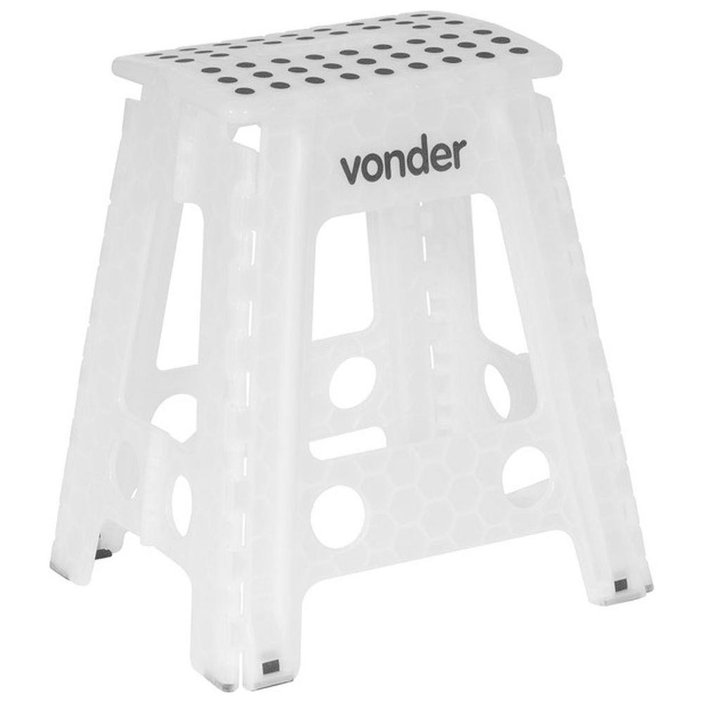 Banqueta Drobrável de Plástico Branco Translúcido Vonder 41x33cm