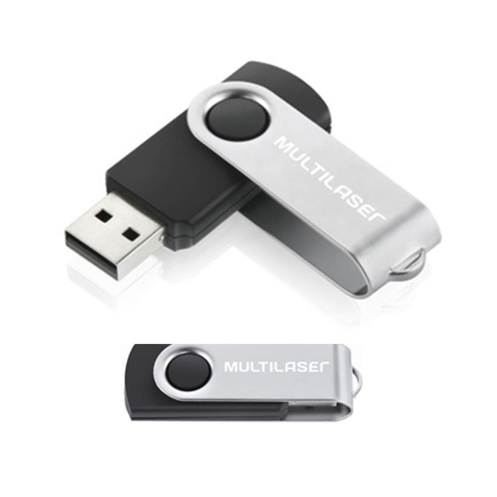Pen Drive USB Twist Preto Multilaser 64gb