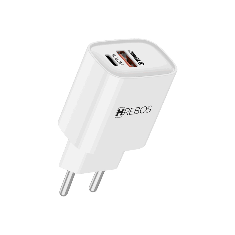 Carregador de Tomada Bivolt Branco com 2USB Hrebos