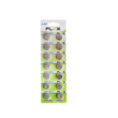 Bateria Botão Alcalina LR44 Flex 1,5V - 2 Unidades