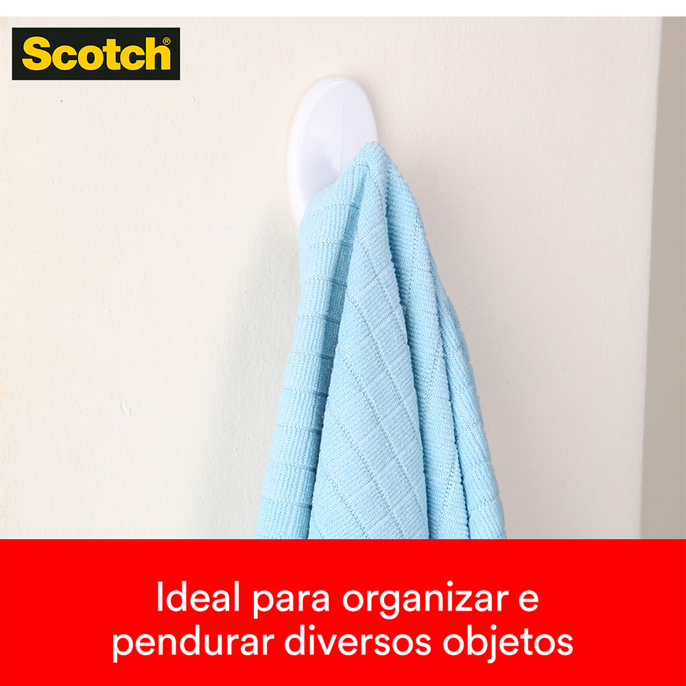 Gancho Adesivo de Plástico Branco Scotch 3M até 3kg