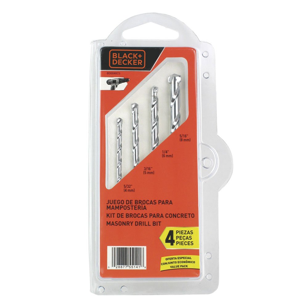 Kit Broca Wídea para Concreto 4 Peças Black + Decker