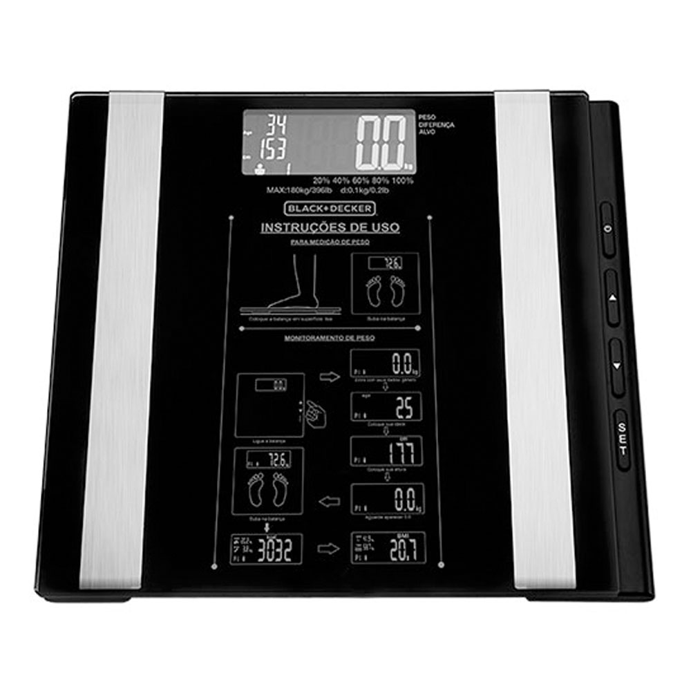 Balança Digital para até 180kg Preta Black + Decker