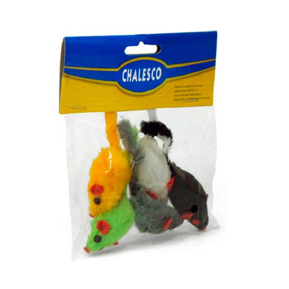 Brinquedo para Gatos Rato de Pelúcia Chalesco 5 Peças