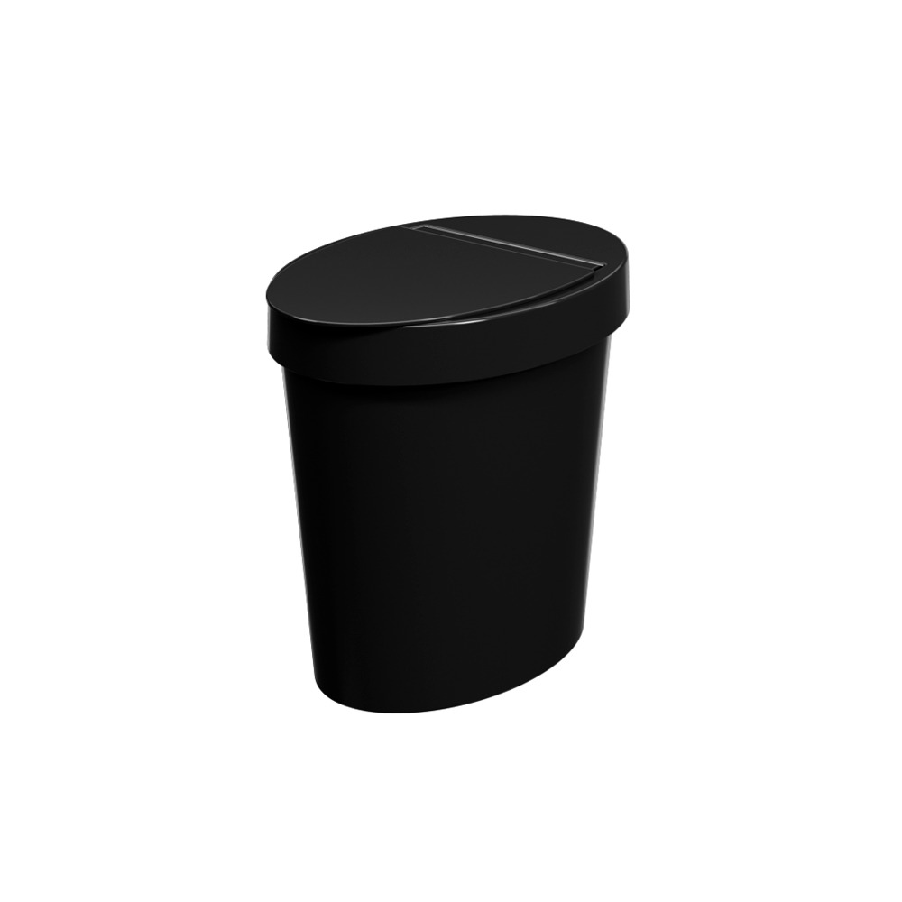Lixeira de Plástico com Tampa Oval Glass Preto Coza 5L