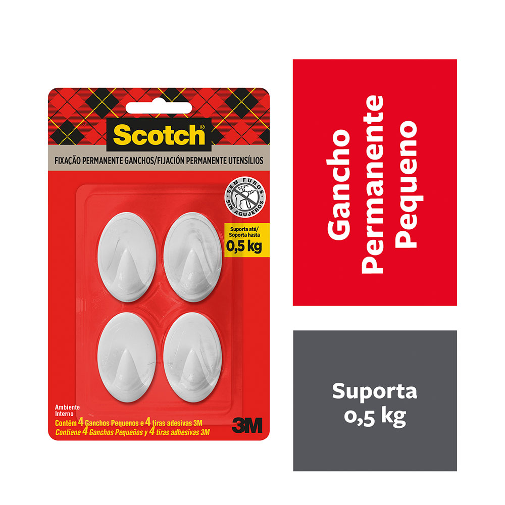 Gancho Adesivo de Plástico Branco Scotch 3M até 500g