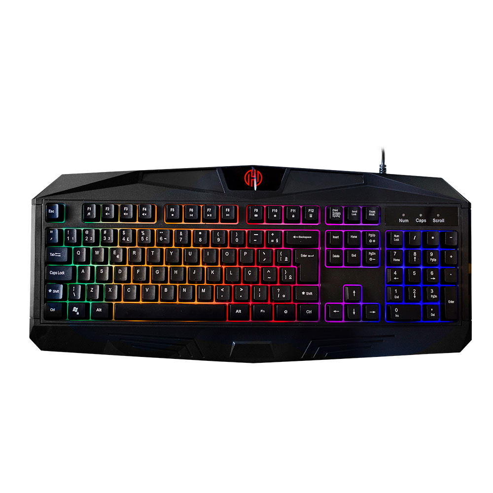 Teclado com Fio USB Multimídia Gamer Luminoso Preto Hoopson