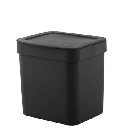 Lixeira para Pia de Cozinha Pl&aacute;stico com Tampa Preta OU 2,5L