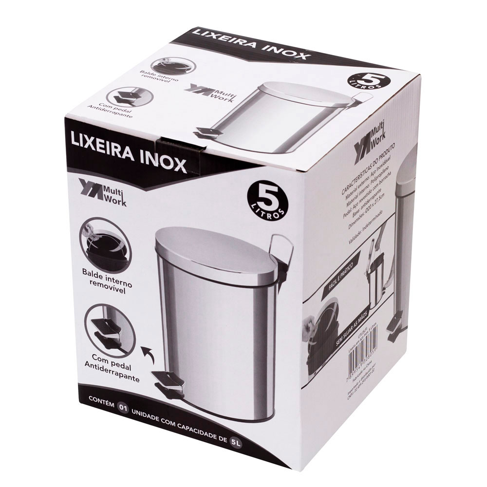Lixeira de Inox com Pedal Multiwork 5L