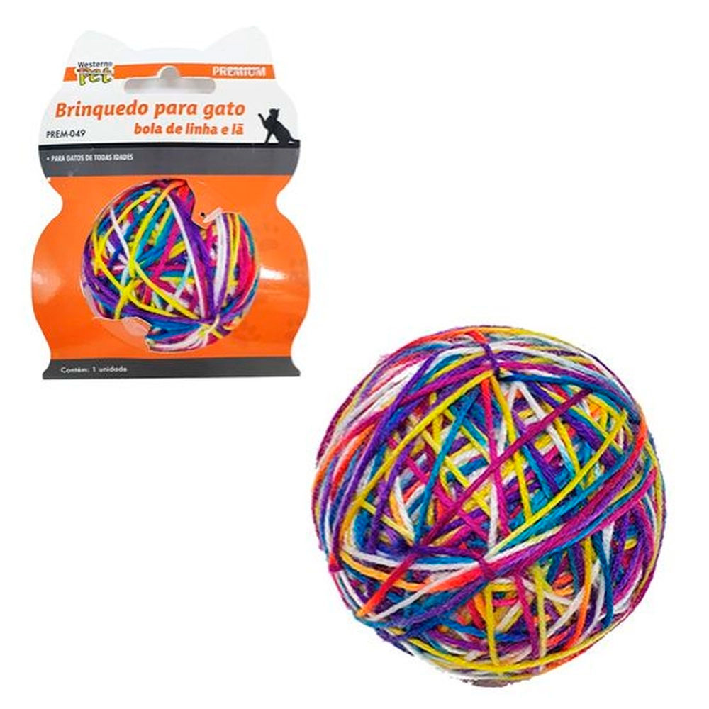 Brinquedo para Gato Bola de Linha e Lã 6,5cm Western