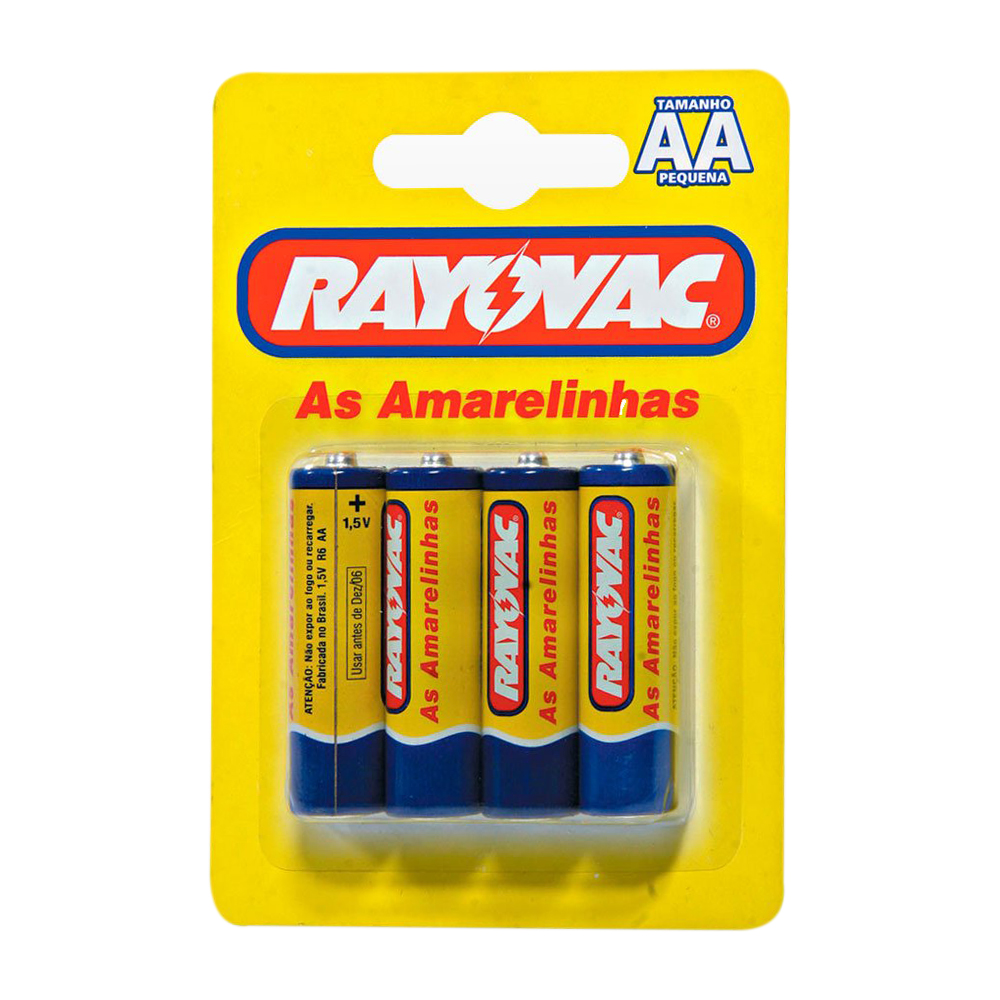 Pilha Zinco Pequena AA Amarelinha Rayovac 4 Unidades