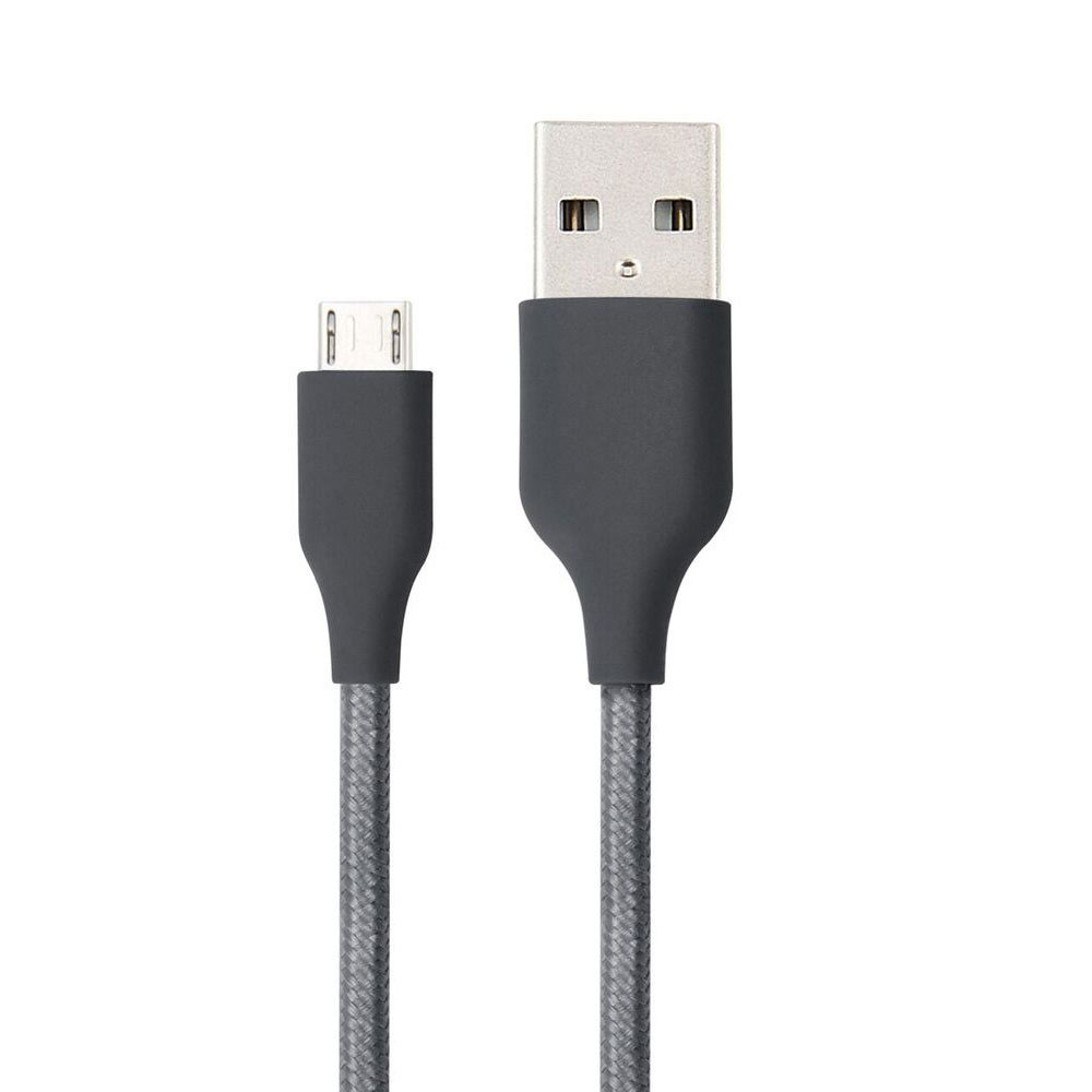 Cabo USB 2.0 x Micro USB de Nylon Tran&ccedil;ado Cinza Geonav 1m