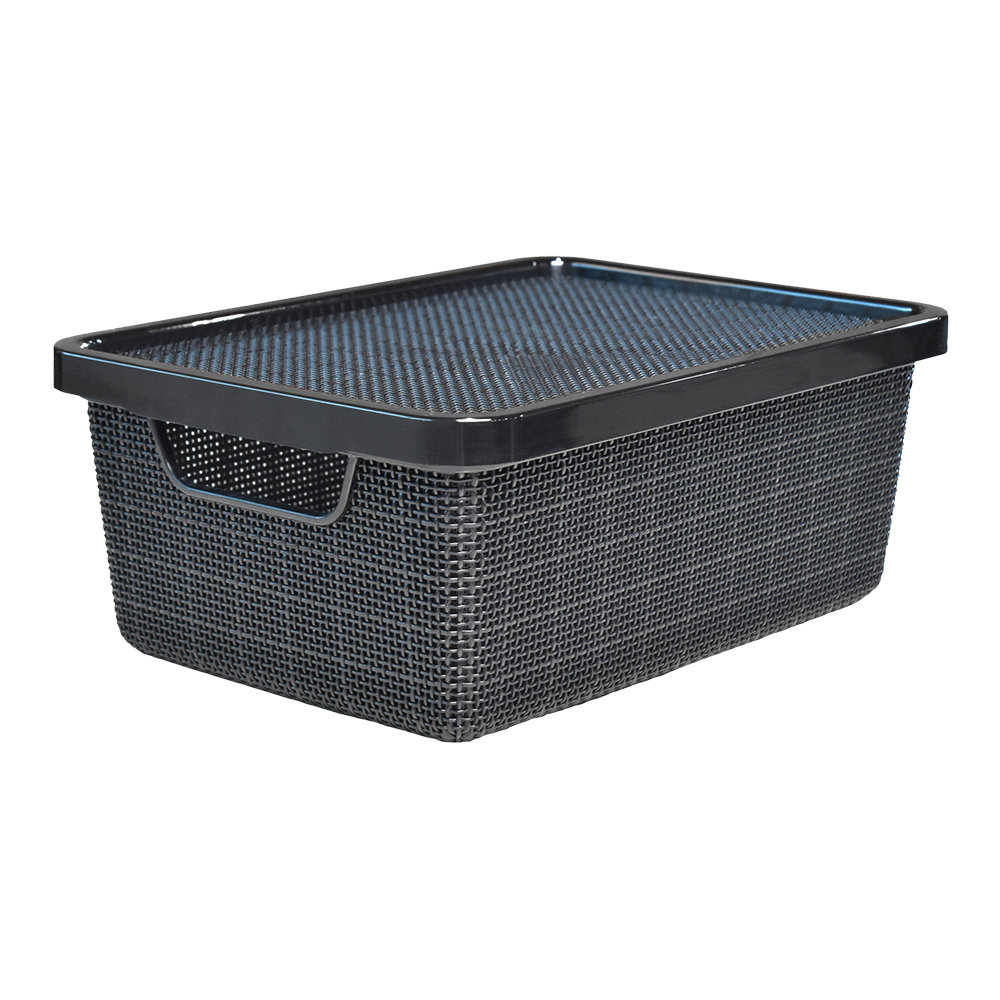 Cesto Organizador com Tampa de Plástico Preto Arqplast 6L