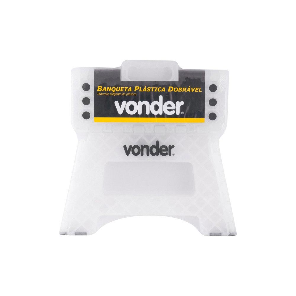 Banqueta Dobrável de Plástico Branco Translúcido Vonder 35,5x28,5cm