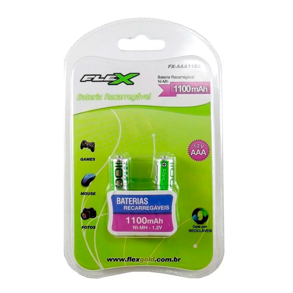 Pilha Recarregável AAA Flex 2 Unidades