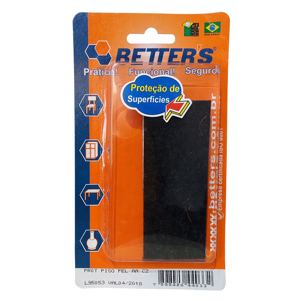 Feltro Protetor Adesivo Retangular Cinza Betters 127x51mm - 2 Peças