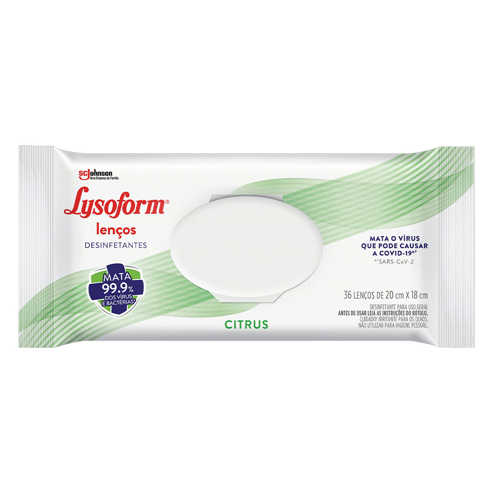 Lenço Umedecido Desinfetante Citrus Lysoform 36 unidades