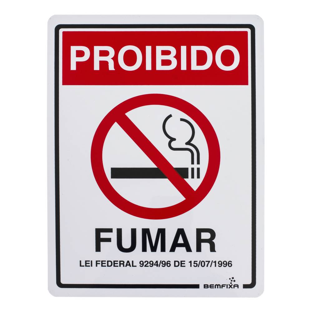 Placa de Sinalização Proibido Fumar Bemfixa