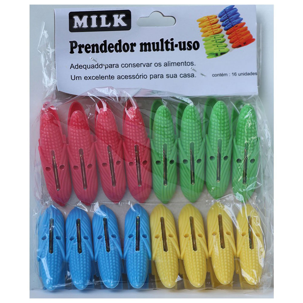 Jogo de Prendedores para Embalagem em Formato de Milho Milk 16 unidades