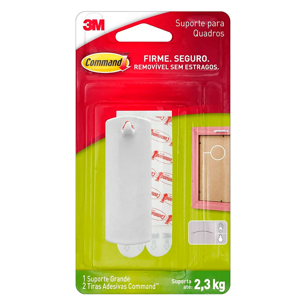 Suporte para Quadros Adesivo Plástico Command 3M 2,3kg