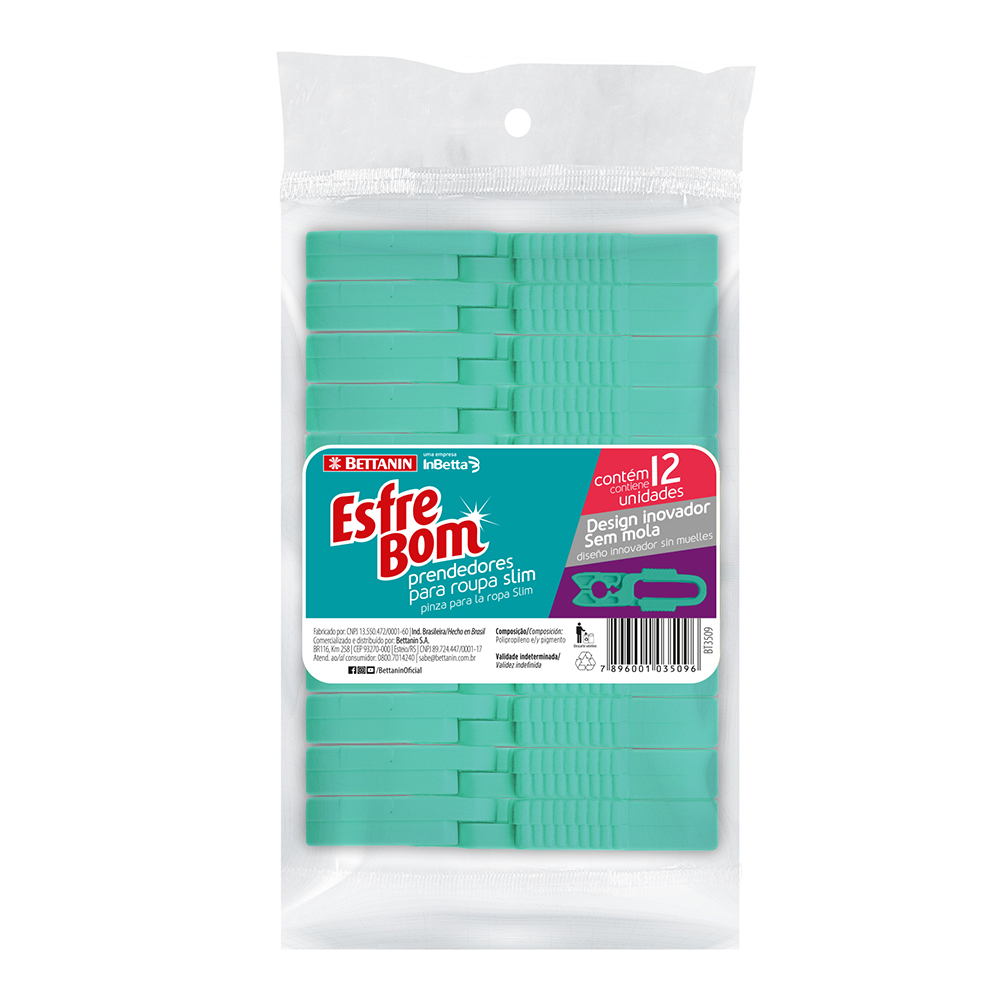 Prendedor para Roupa Slim Esfrebom 12 Unidades