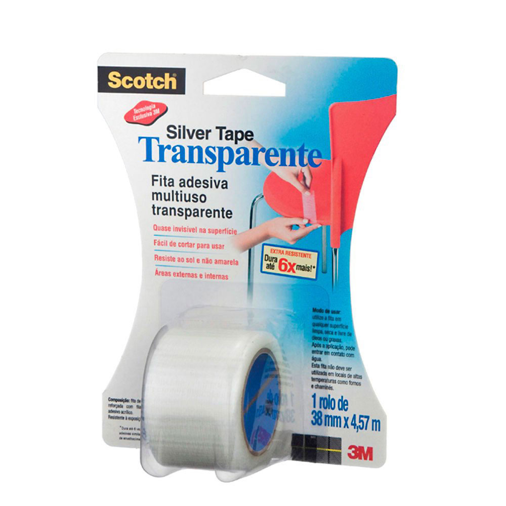 Fita Adesiva Silver Tape Transparente Scotch 3M - 38mmx4,57m