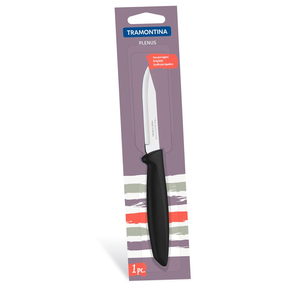 Faca para Legumes e Frutas Plenus Inox Preta Tramontina