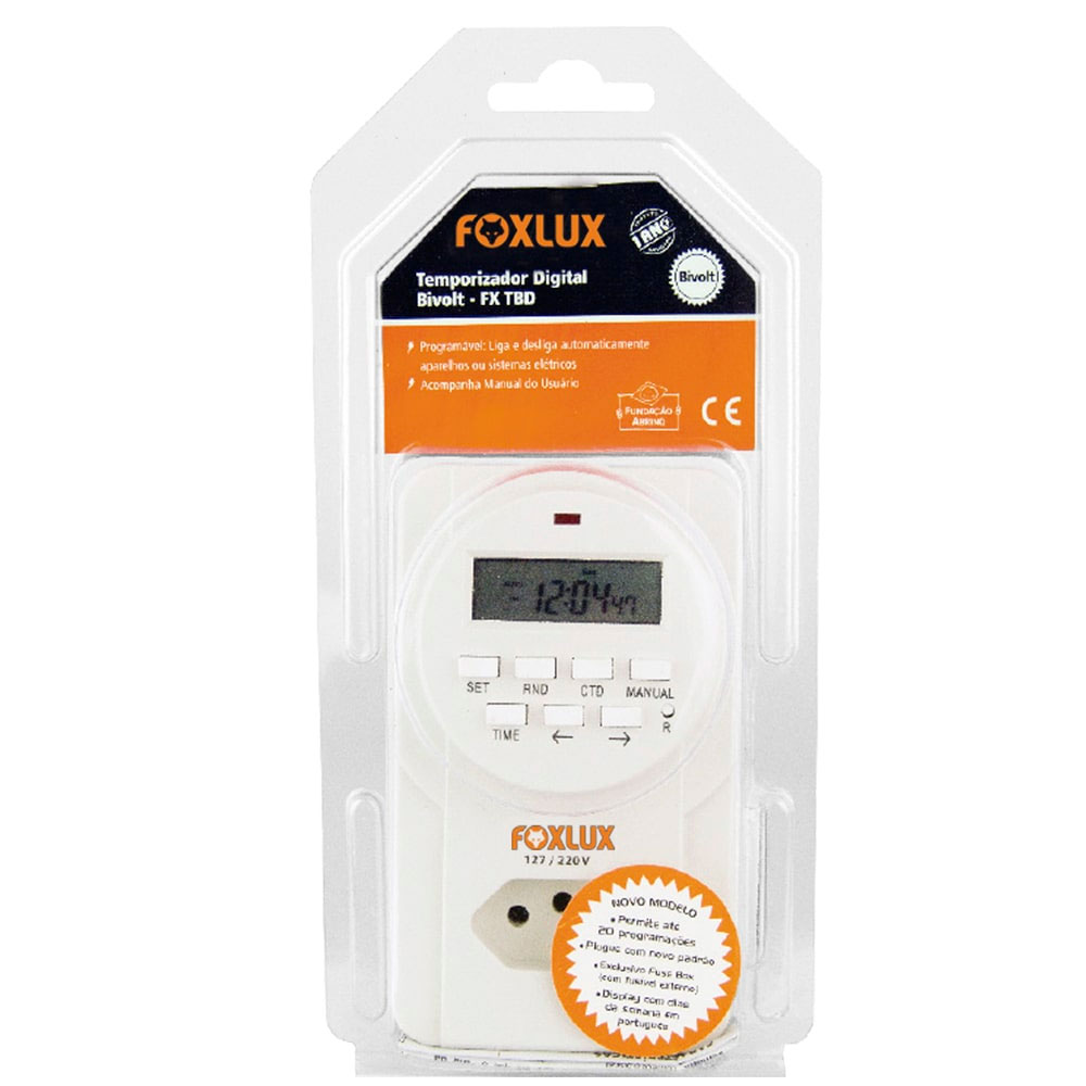 Timer Digital de Tomada Bivolt Foxlux
