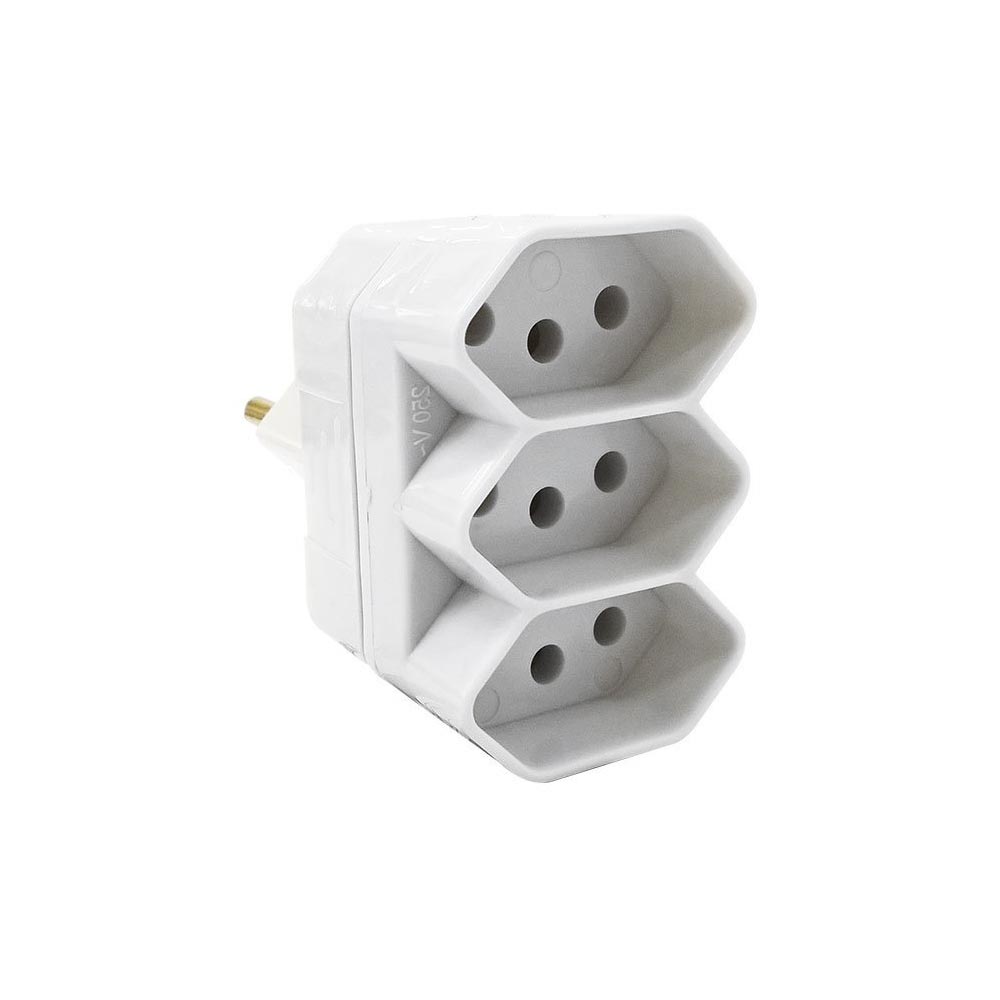 Plugue 2P+T 3 Saídas Branco Fame 20A