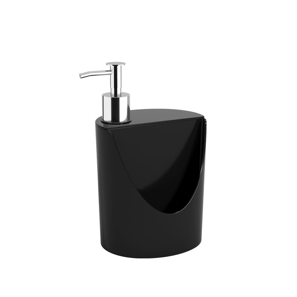 Porta Detergente com Espa&ccedil;o para Esponja Preto Coza 600ml