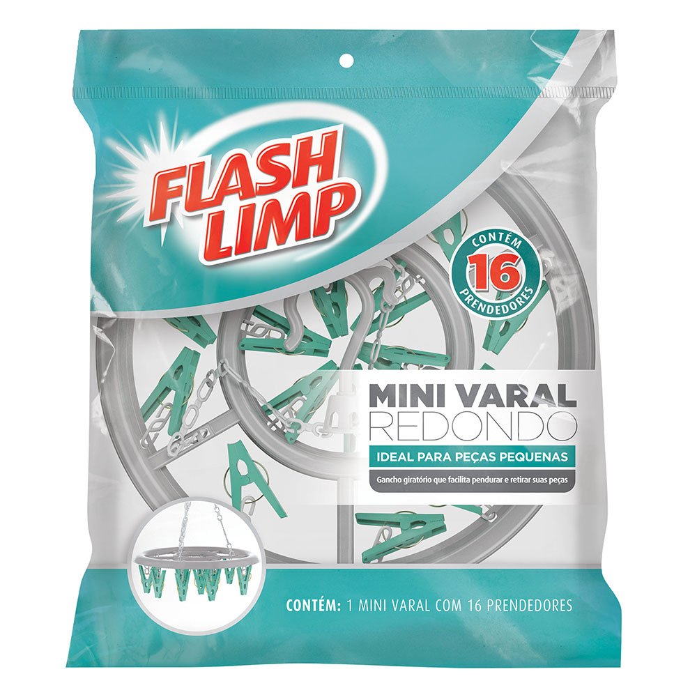 Mini Varal Redondo com 16 Prendedores Flashlimp