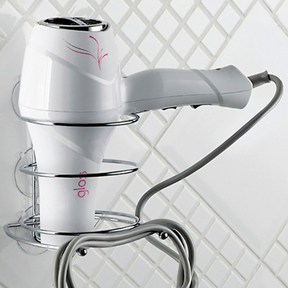 Suporte para Secador de Cabelo com Ventosa Aço Cromado Arthi