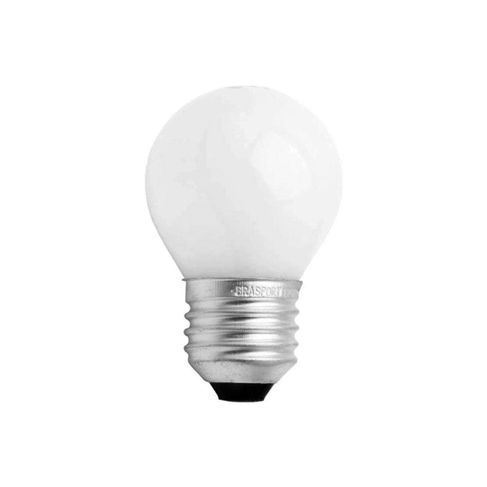Lâmpada Bolinha Incandescente Leitosa E27 Brasfort 15W - 220V