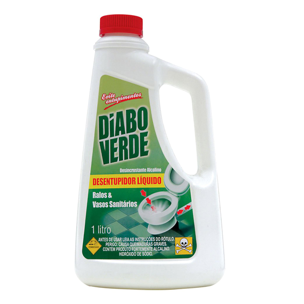 Desentupidor L&iacute;quido para Ralos e Vasos Diabo Verde 1L